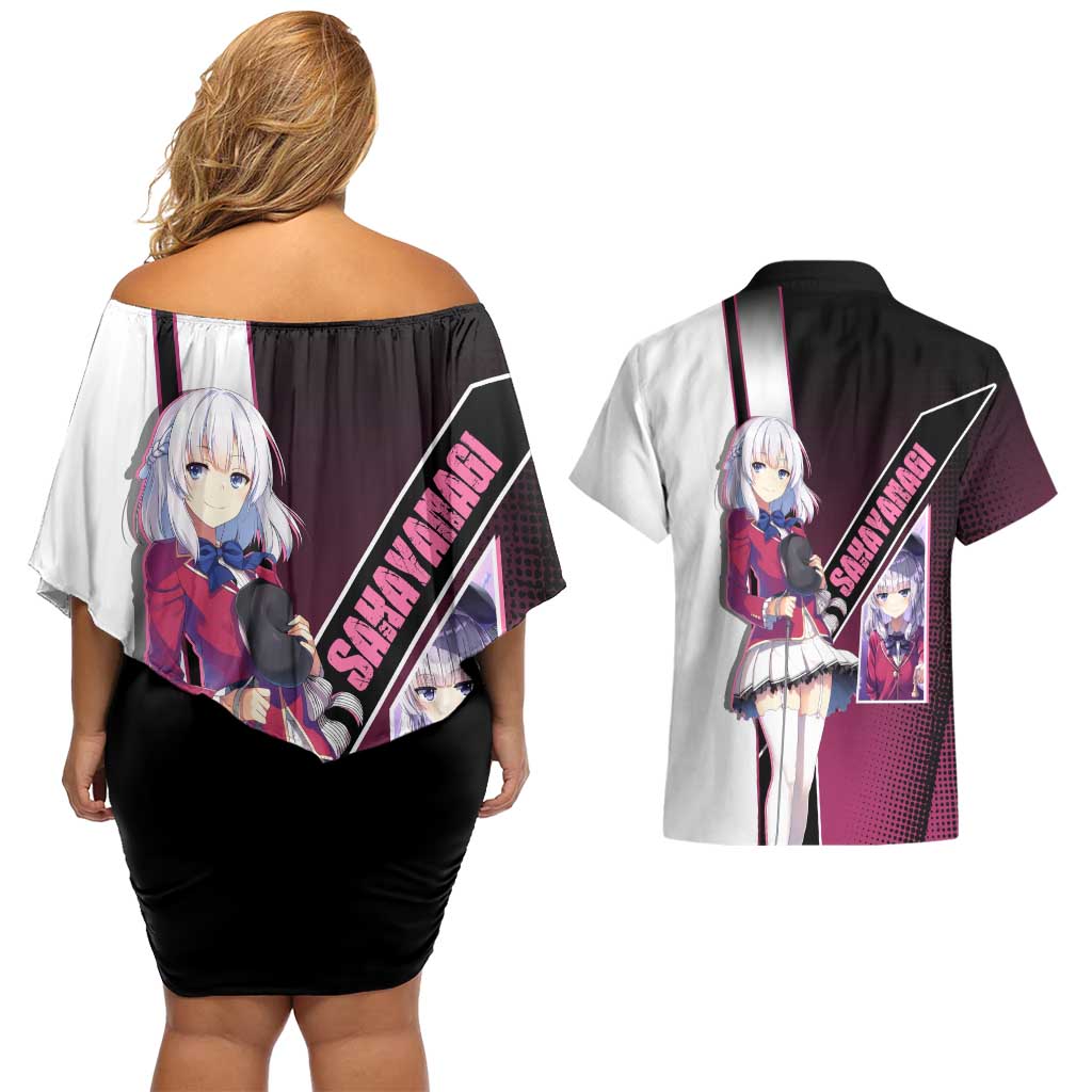Arisu Sakayanagi Couples Matching Off Shoulder Short Dress and Hawaiian Shirt Refined High-Class Anime Style