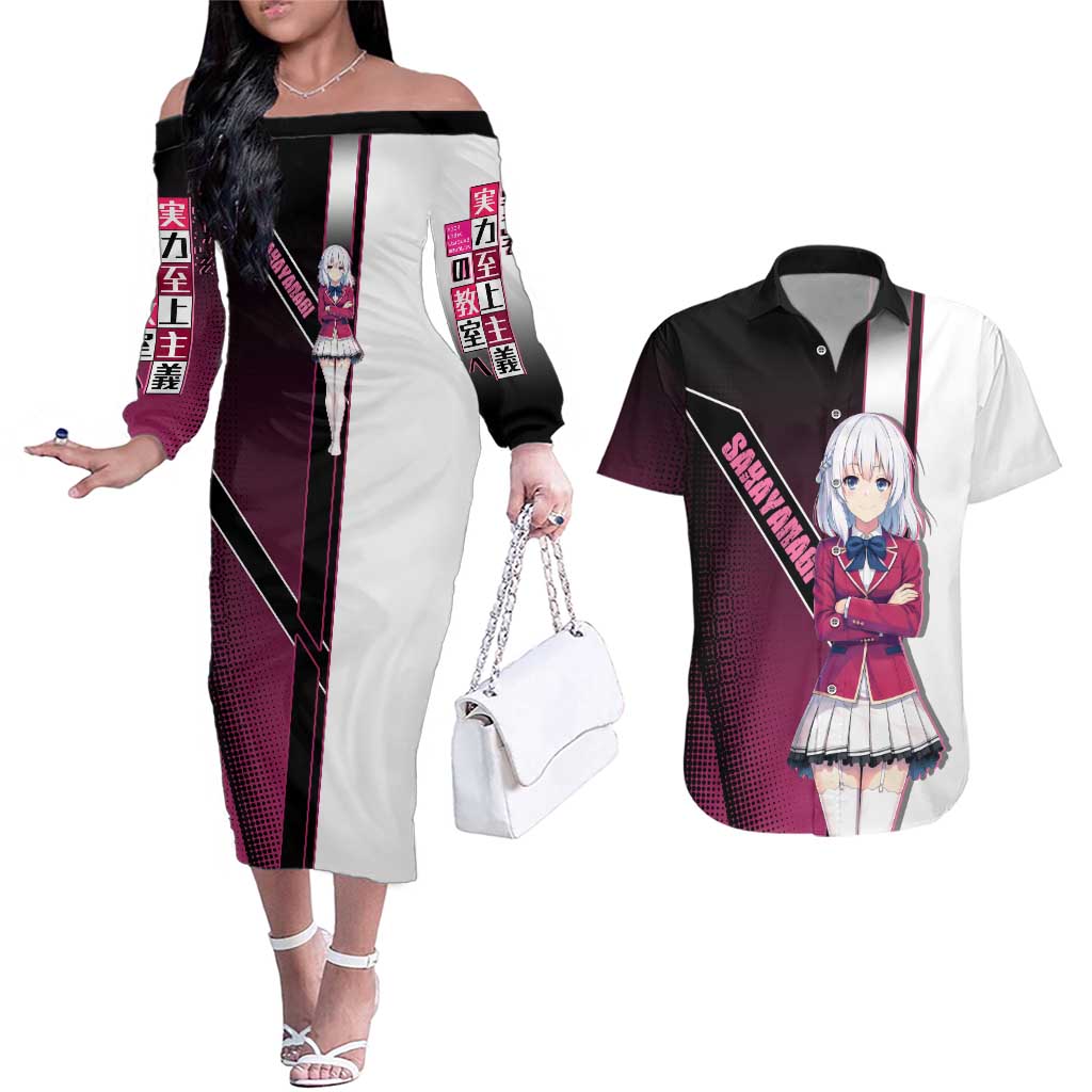 Arisu Sakayanagi Couples Matching Off The Shoulder Long Sleeve Dress and Hawaiian Shirt Refined High-Class Anime Style