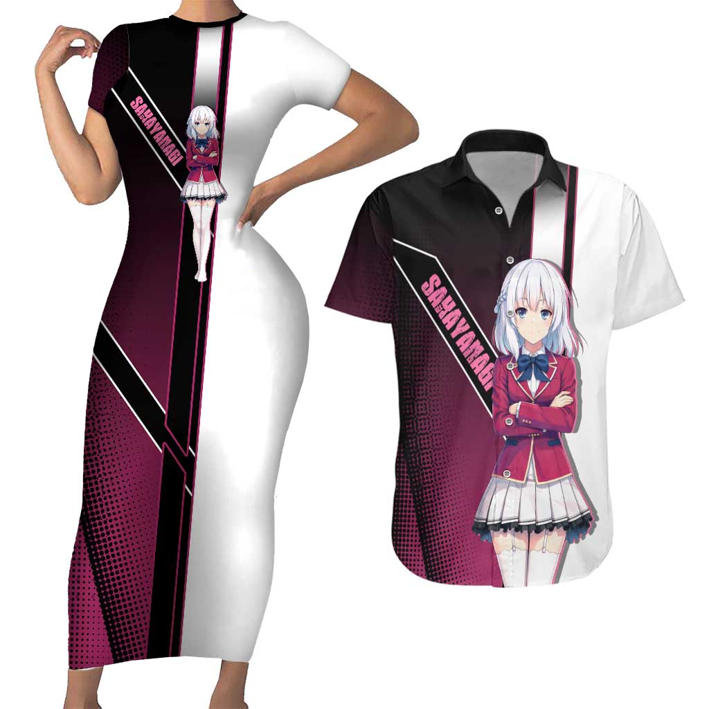 Arisu Sakayanagi Couples Matching Short Sleeve Bodycon Dress and Hawaiian Shirt Refined High-Class Anime Style