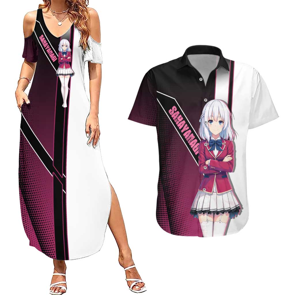 Arisu Sakayanagi Couples Matching Summer Maxi Dress and Hawaiian Shirt Refined High-Class Anime Style