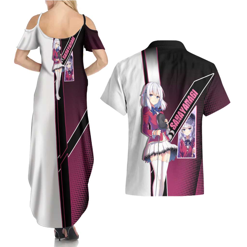 Arisu Sakayanagi Couples Matching Summer Maxi Dress and Hawaiian Shirt Refined High-Class Anime Style