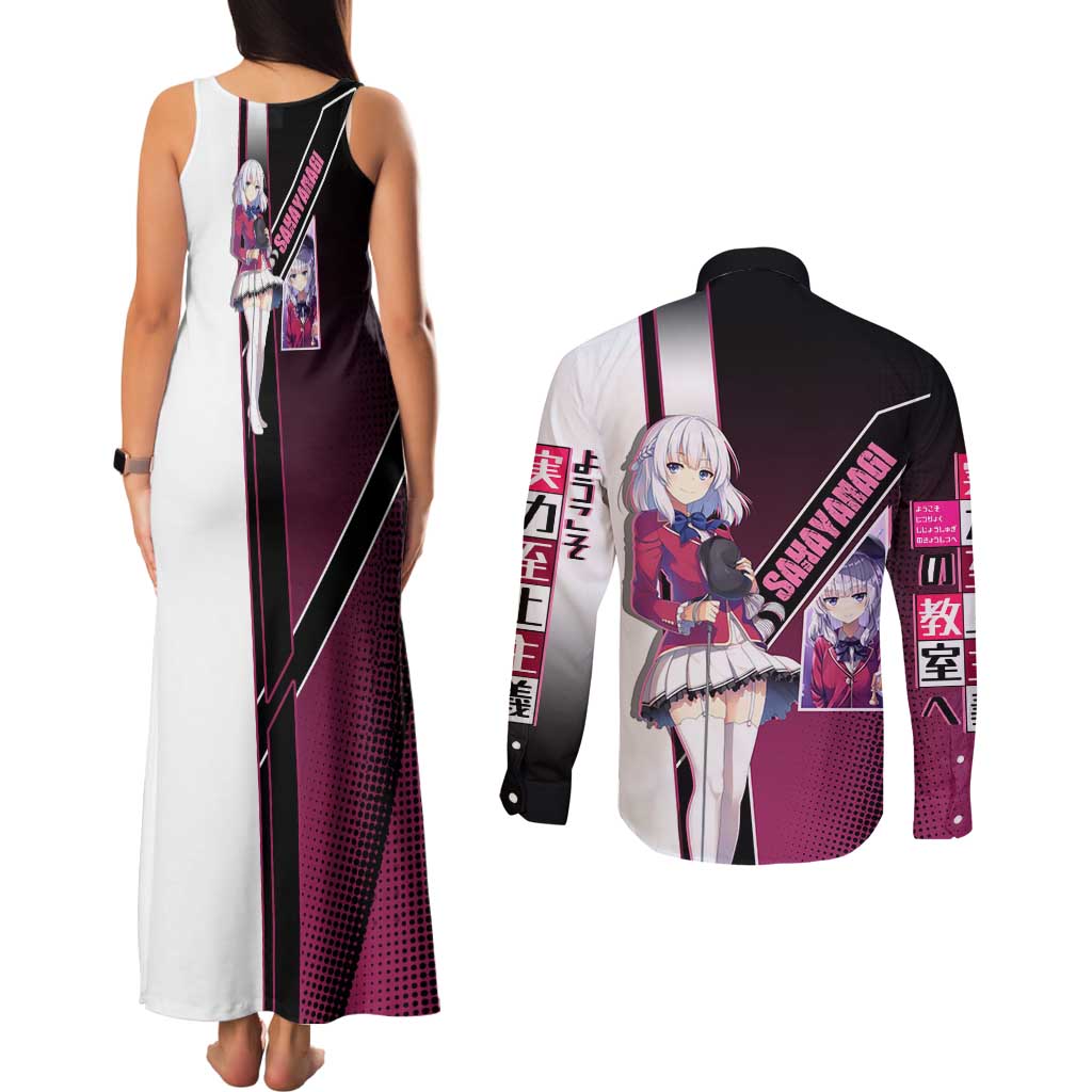 Arisu Sakayanagi Couples Matching Tank Maxi Dress and Long Sleeve Button Shirt Refined High-Class Anime Style