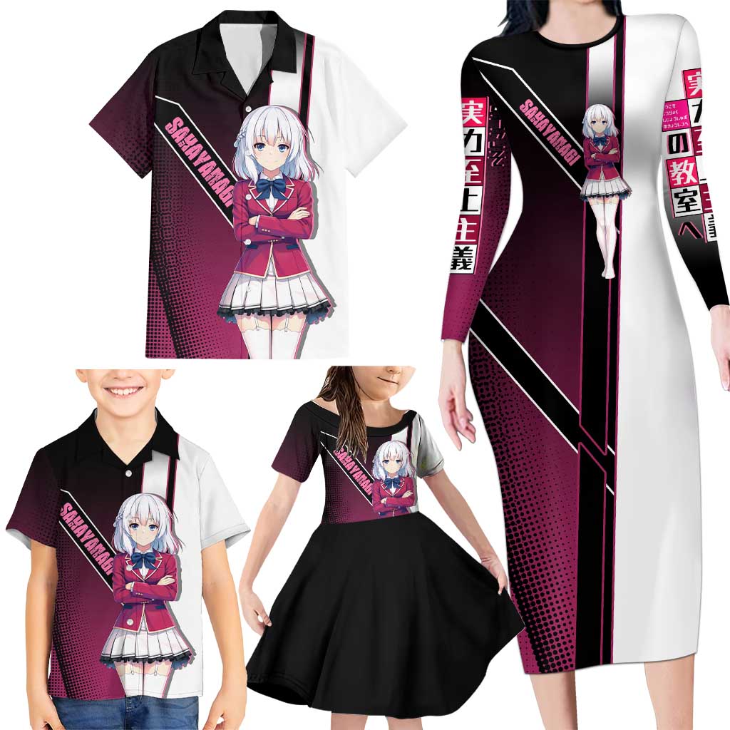 Arisu Sakayanagi Family Matching Long Sleeve Bodycon Dress and Hawaiian Shirt Refined High-Class Anime Style