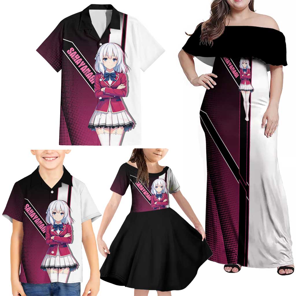 Arisu Sakayanagi Family Matching Off Shoulder Maxi Dress and Hawaiian Shirt Refined High-Class Anime Style