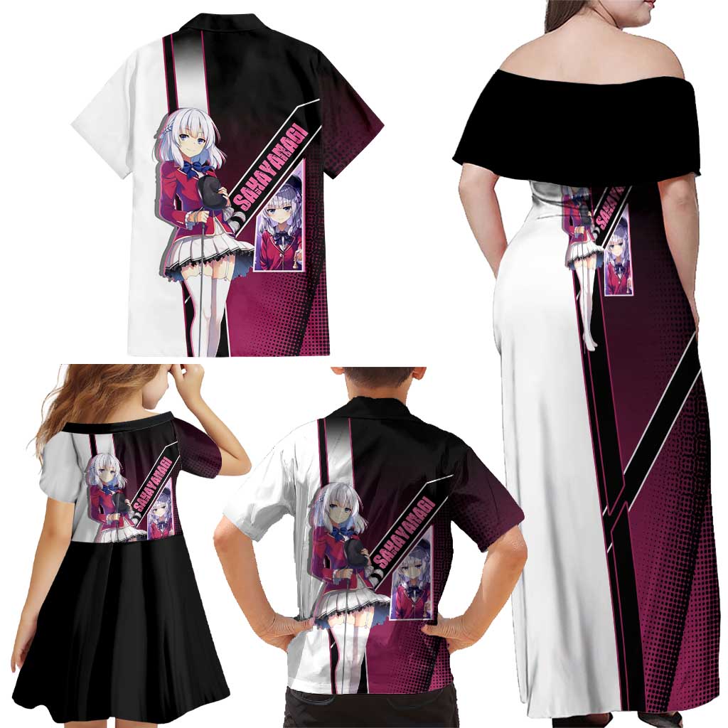 Arisu Sakayanagi Family Matching Off Shoulder Maxi Dress and Hawaiian Shirt Refined High-Class Anime Style