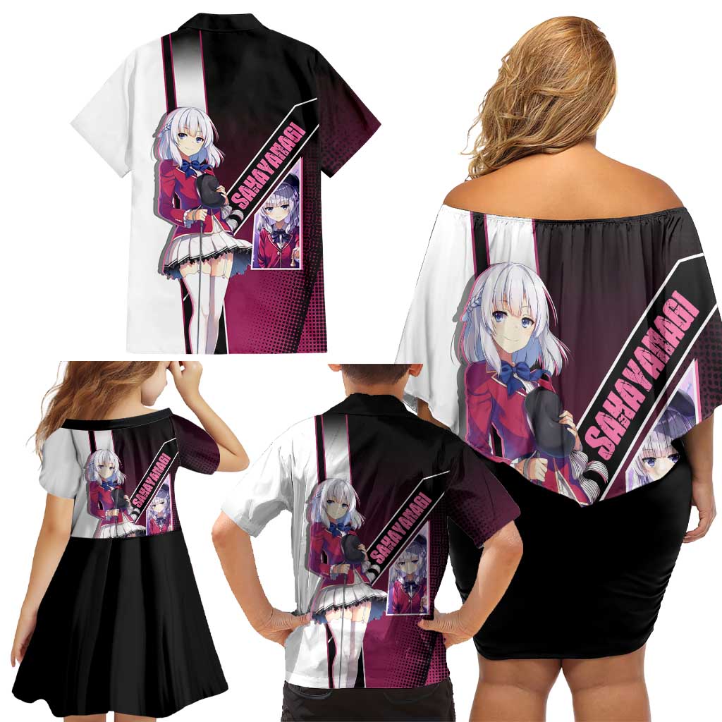 Arisu Sakayanagi Family Matching Off Shoulder Short Dress and Hawaiian Shirt Refined High-Class Anime Style