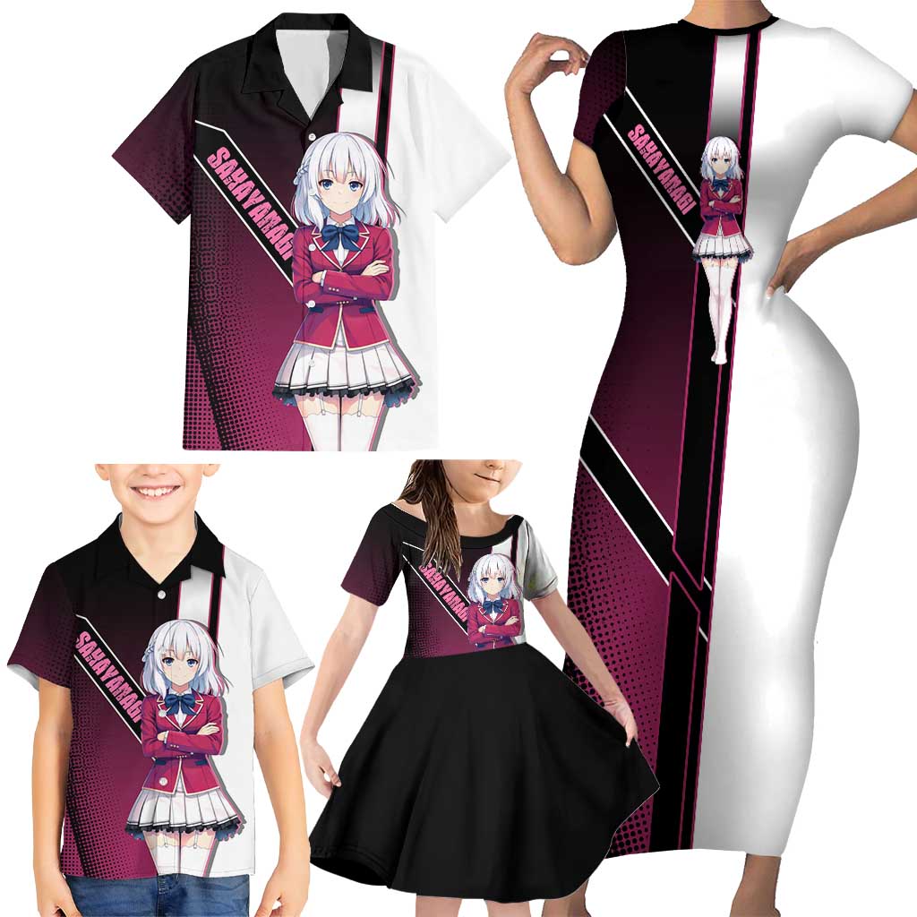 Arisu Sakayanagi Family Matching Short Sleeve Bodycon Dress and Hawaiian Shirt Refined High-Class Anime Style