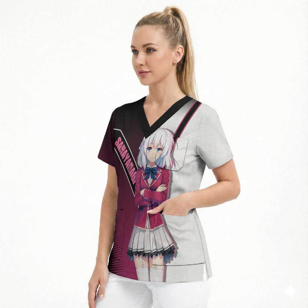 Arisu Sakayanagi Scrub Top Refined High-Class Anime Style