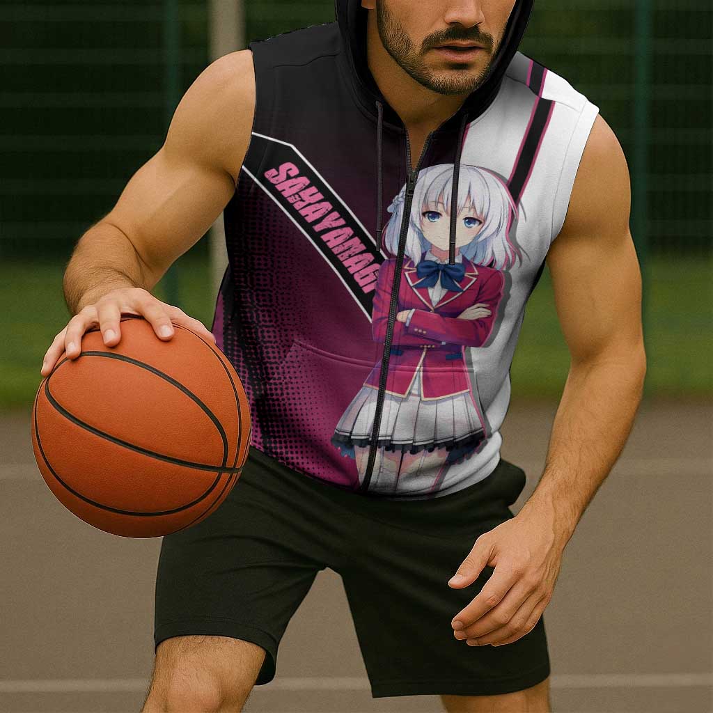 Arisu Sakayanagi Sleeveless Zip Hoodie Refined High-Class Anime Style