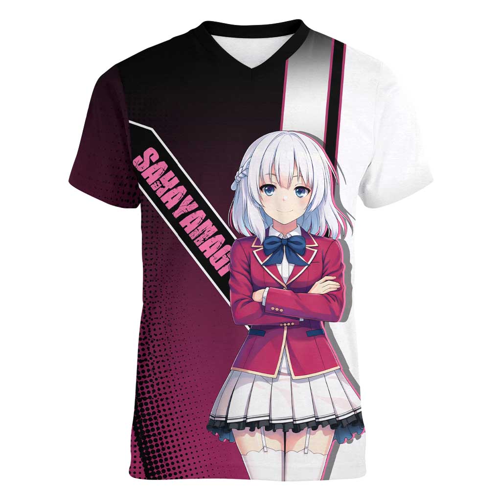Arisu Sakayanagi Women V-Neck T-Shirt Refined High-Class Anime Style