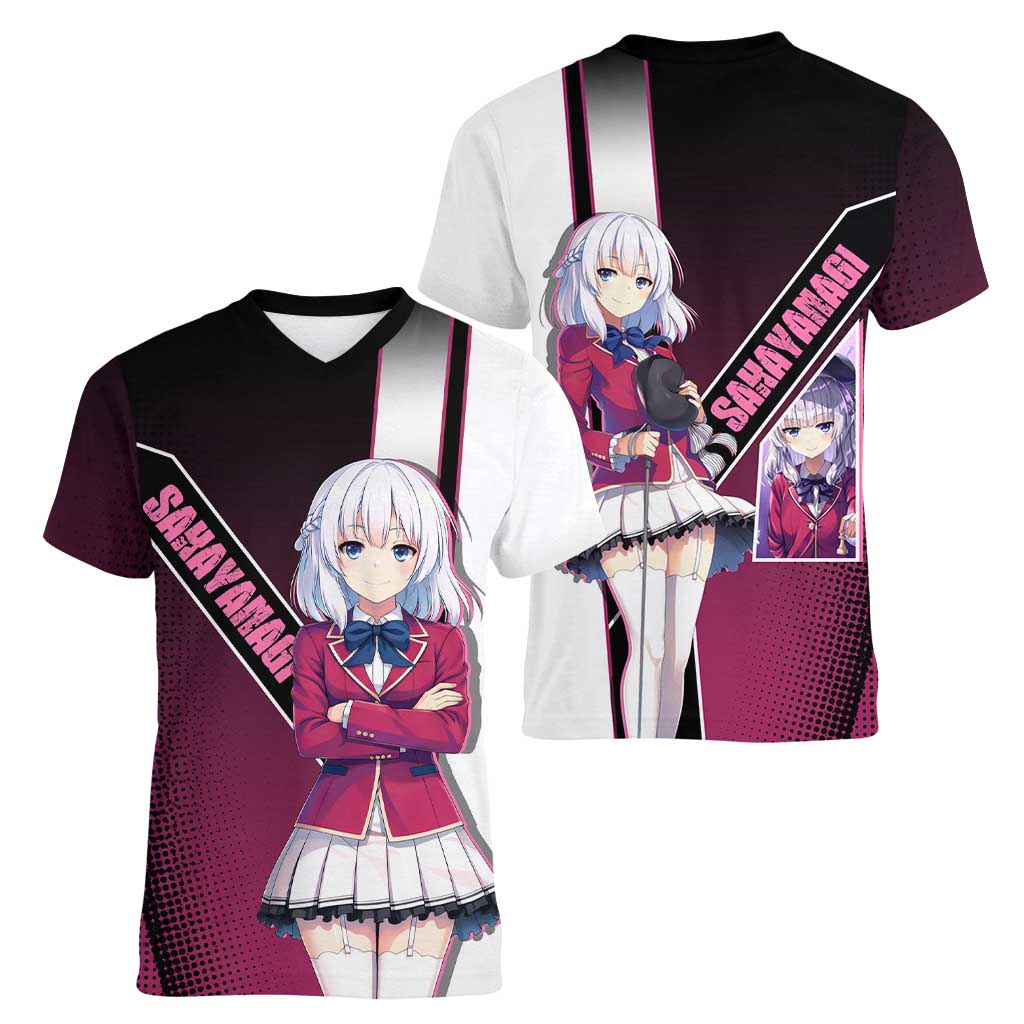 Arisu Sakayanagi Women V-Neck T-Shirt Refined High-Class Anime Style