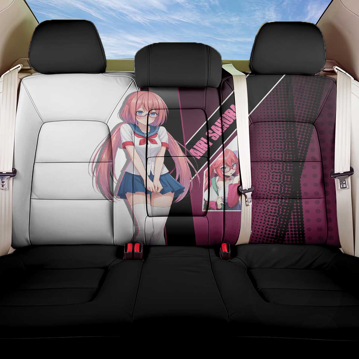 Airi Sakura Back Car Seat Cover Shy Moe-Inspired Anime Style