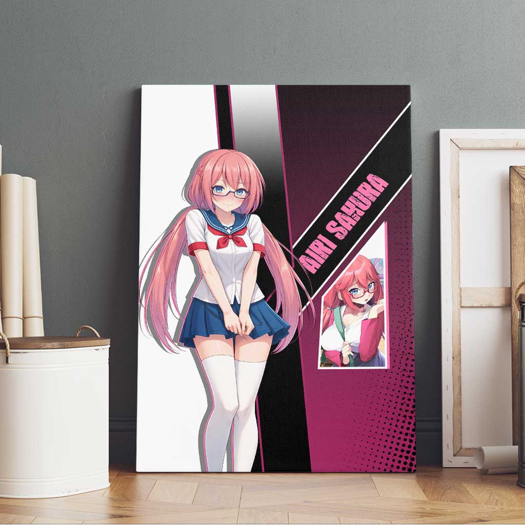 Airi Sakura Canvas Wall Art Shy Moe-Inspired Anime Style