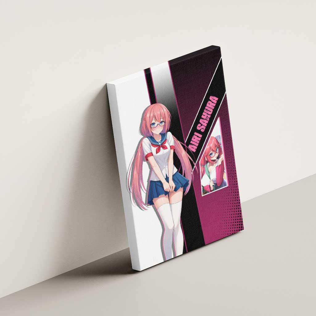 Airi Sakura Canvas Wall Art Shy Moe-Inspired Anime Style