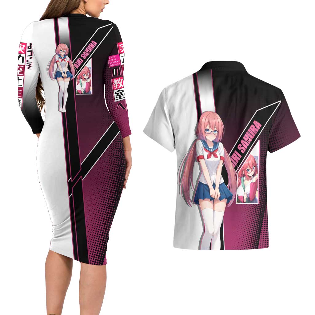 Airi Sakura Couples Matching Long Sleeve Bodycon Dress and Hawaiian Shirt Shy Moe-Inspired Anime Style