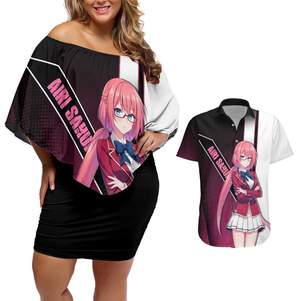 Airi Sakura Couples Matching Off Shoulder Short Dress and Hawaiian Shirt Shy Moe-Inspired Anime Style