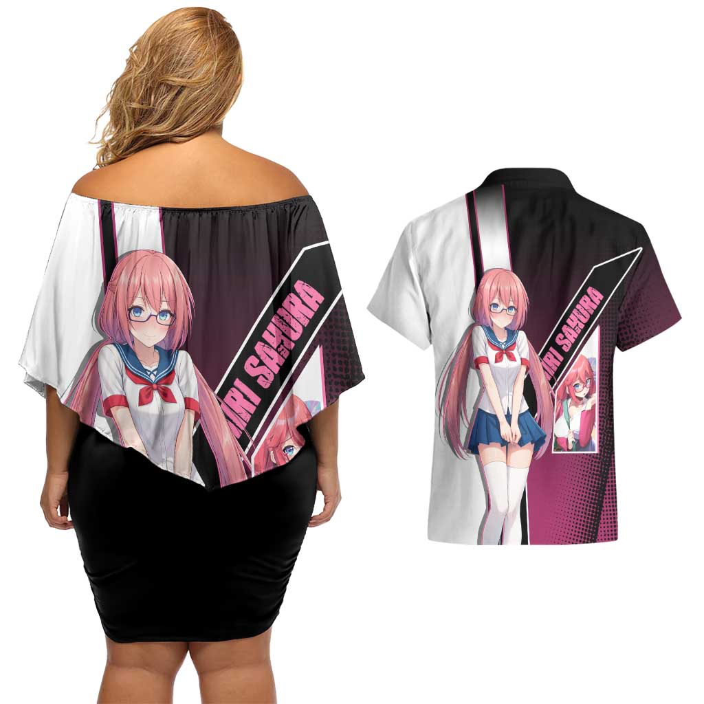 Airi Sakura Couples Matching Off Shoulder Short Dress and Hawaiian Shirt Shy Moe-Inspired Anime Style