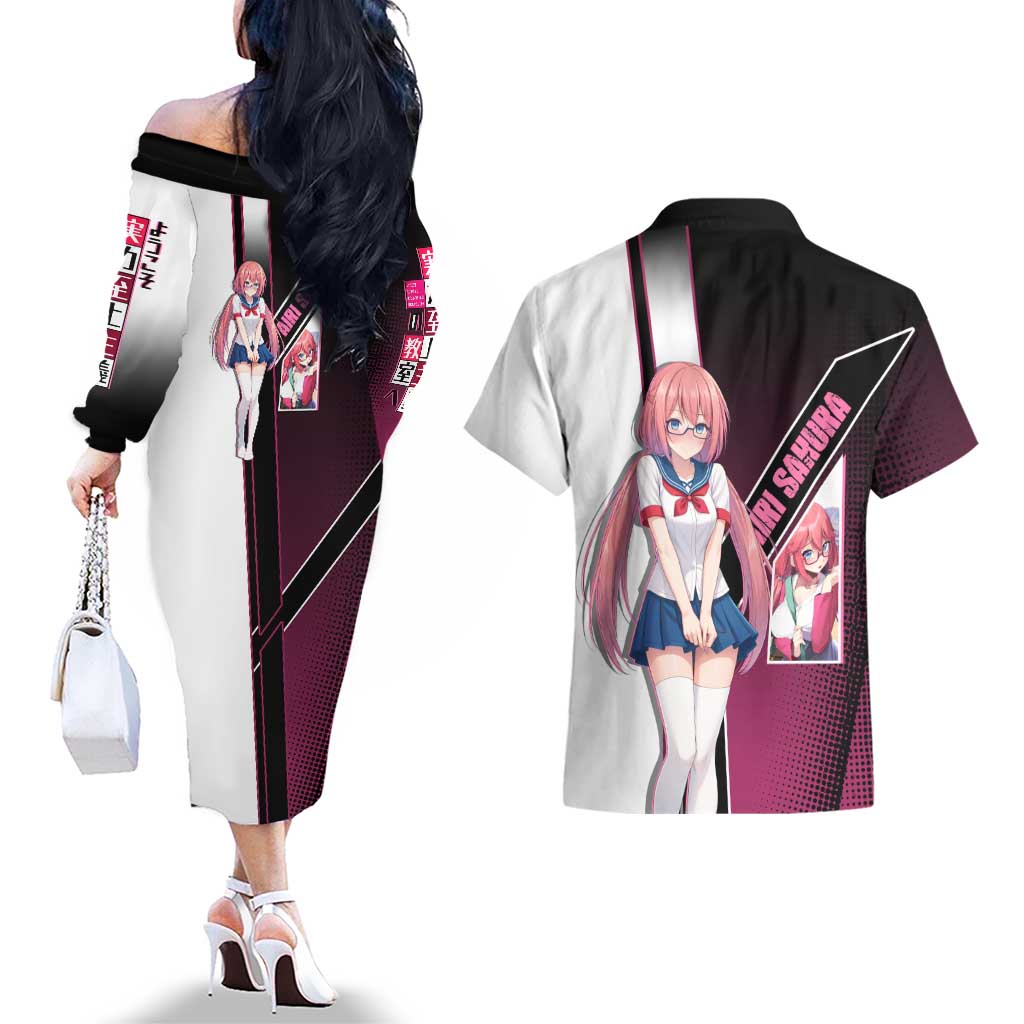 Airi Sakura Couples Matching Off The Shoulder Long Sleeve Dress and Hawaiian Shirt Shy Moe-Inspired Anime Style