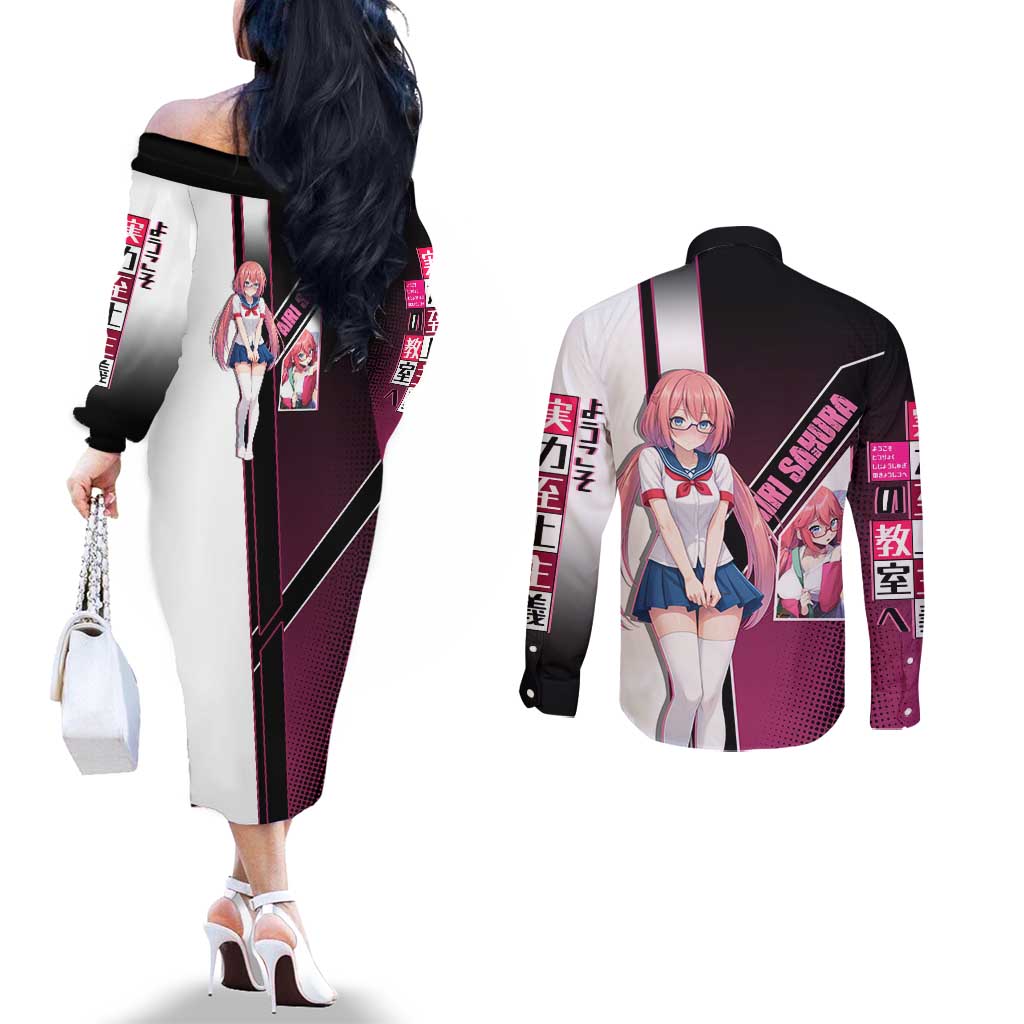 Airi Sakura Couples Matching Off The Shoulder Long Sleeve Dress and Long Sleeve Button Shirt Shy Moe-Inspired Anime Style