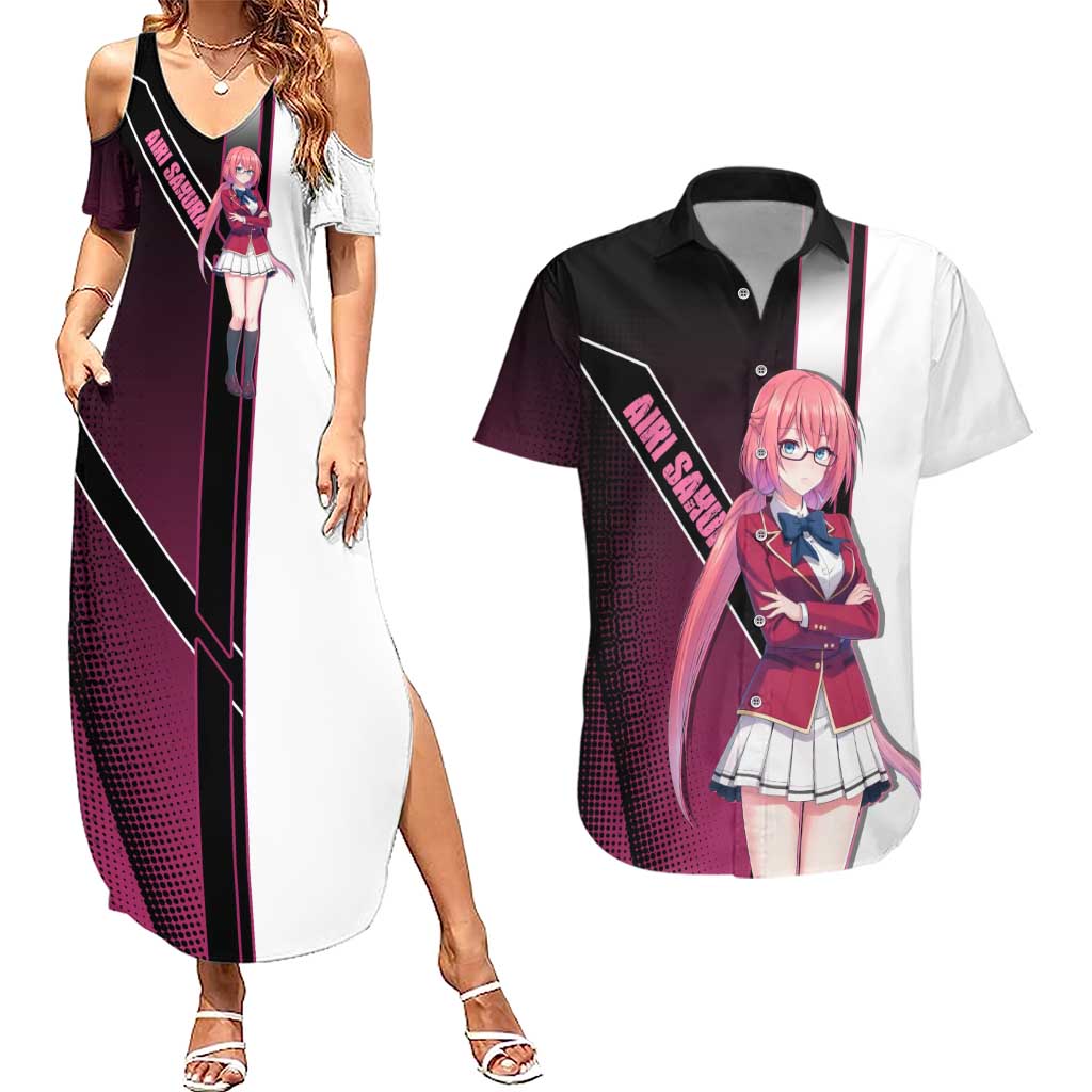 Airi Sakura Couples Matching Summer Maxi Dress and Hawaiian Shirt Shy Moe-Inspired Anime Style
