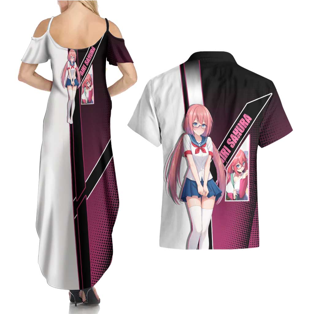 Airi Sakura Couples Matching Summer Maxi Dress and Hawaiian Shirt Shy Moe-Inspired Anime Style