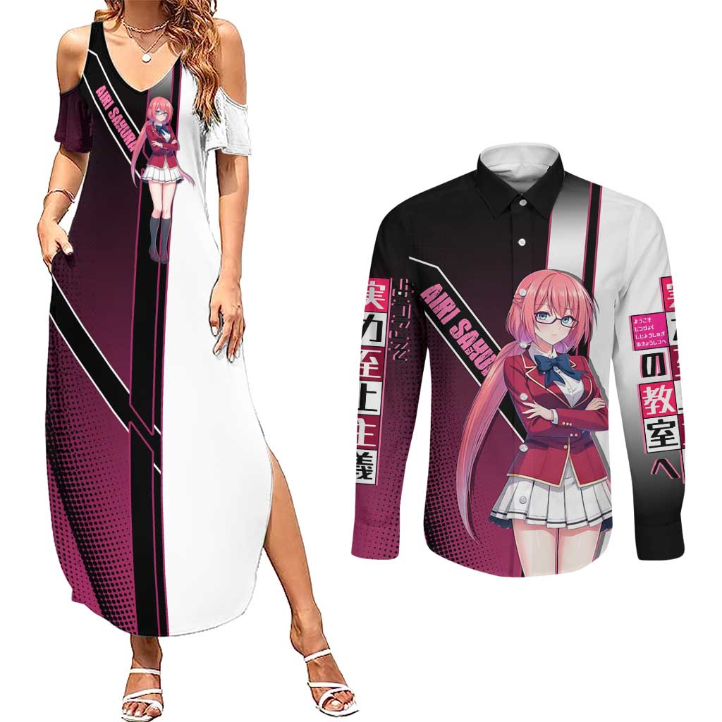 Airi Sakura Couples Matching Summer Maxi Dress and Long Sleeve Button Shirt Shy Moe-Inspired Anime Style