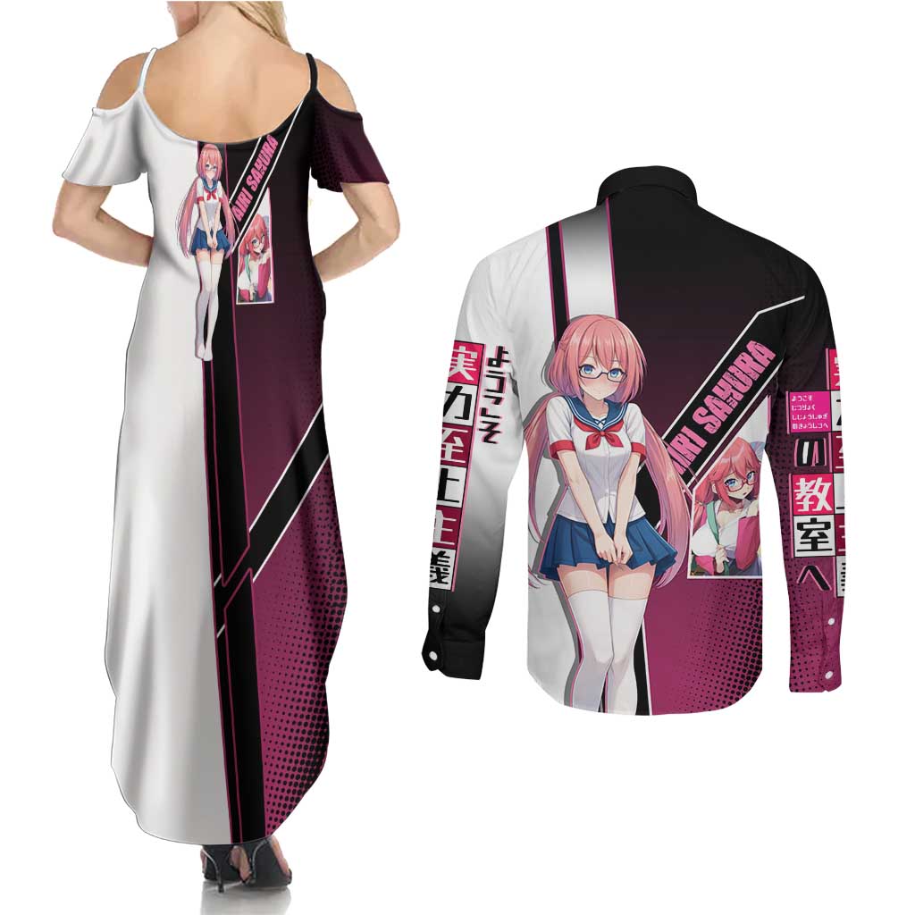 Airi Sakura Couples Matching Summer Maxi Dress and Long Sleeve Button Shirt Shy Moe-Inspired Anime Style
