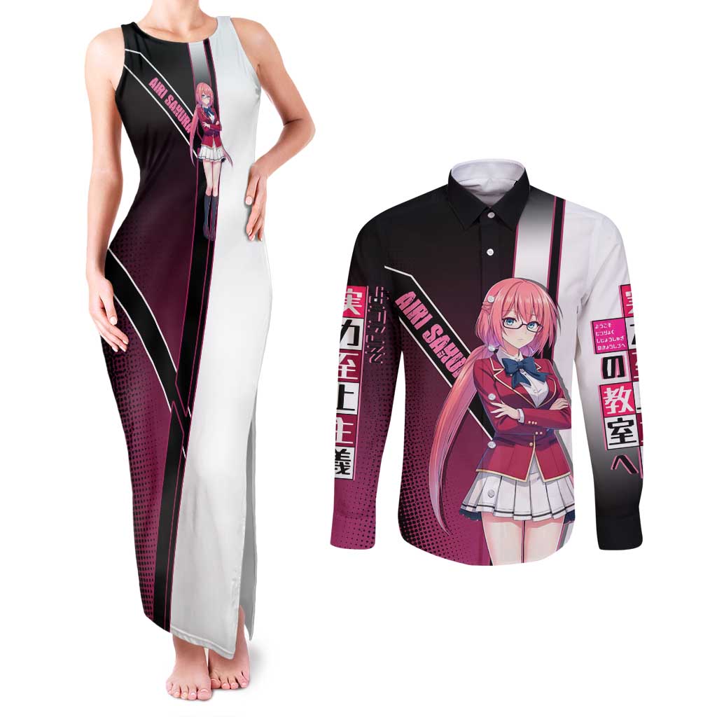 Airi Sakura Couples Matching Tank Maxi Dress and Long Sleeve Button Shirt Shy Moe-Inspired Anime Style