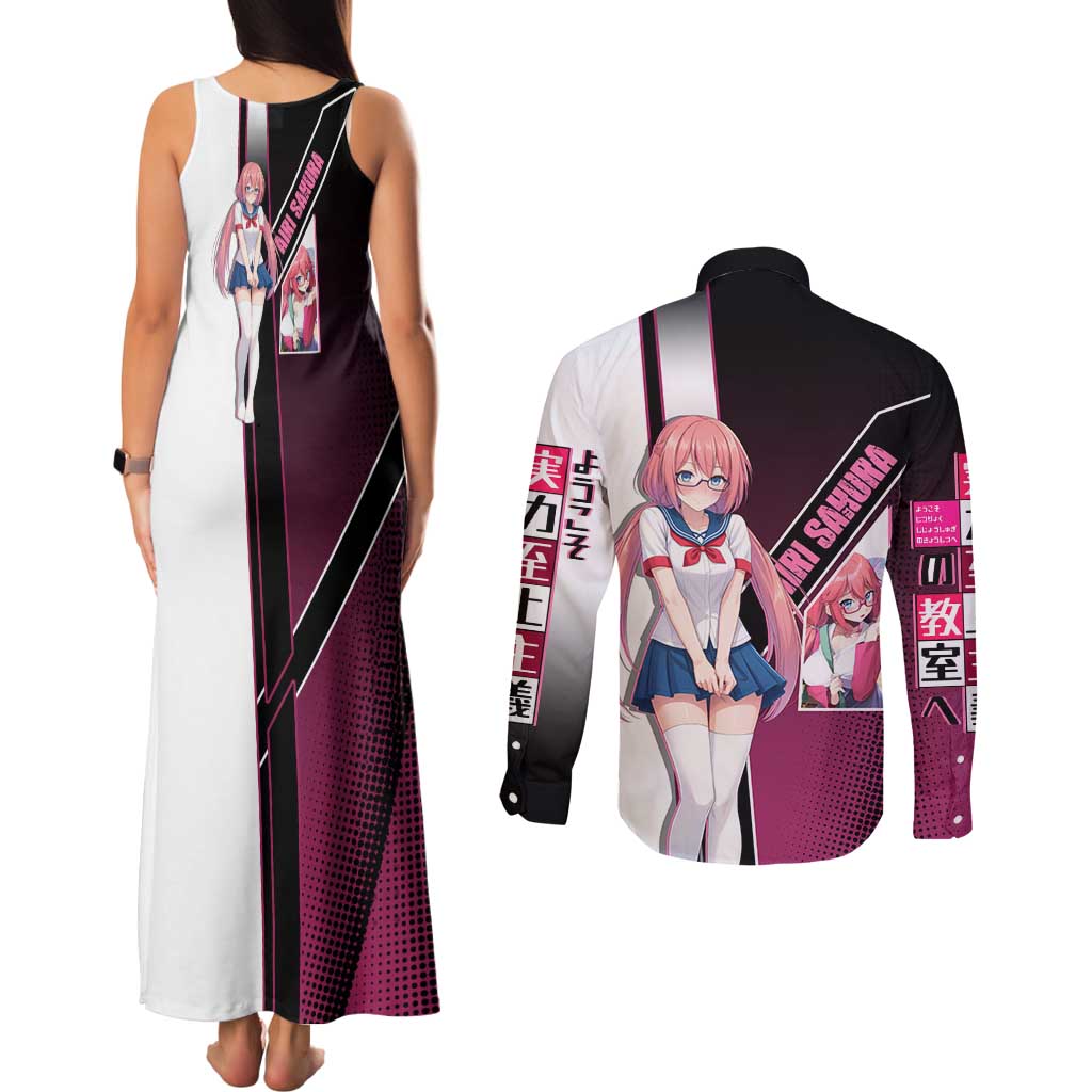 Airi Sakura Couples Matching Tank Maxi Dress and Long Sleeve Button Shirt Shy Moe-Inspired Anime Style