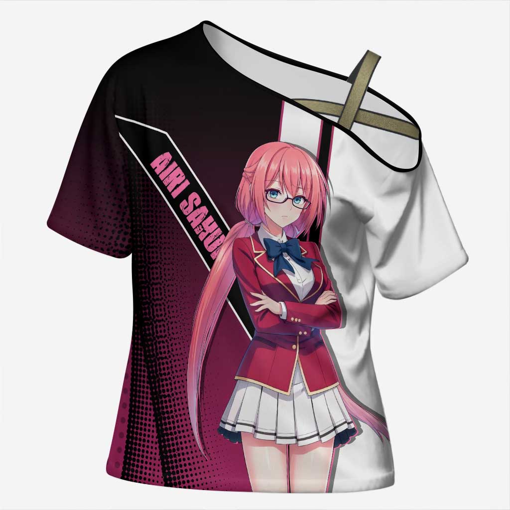 Airi Sakura Cross Shoulder Shirt Shy Moe-Inspired Anime Style