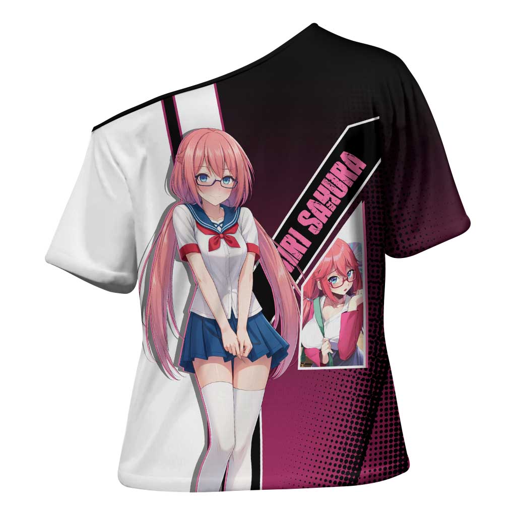 Airi Sakura Cross Shoulder Shirt Shy Moe-Inspired Anime Style