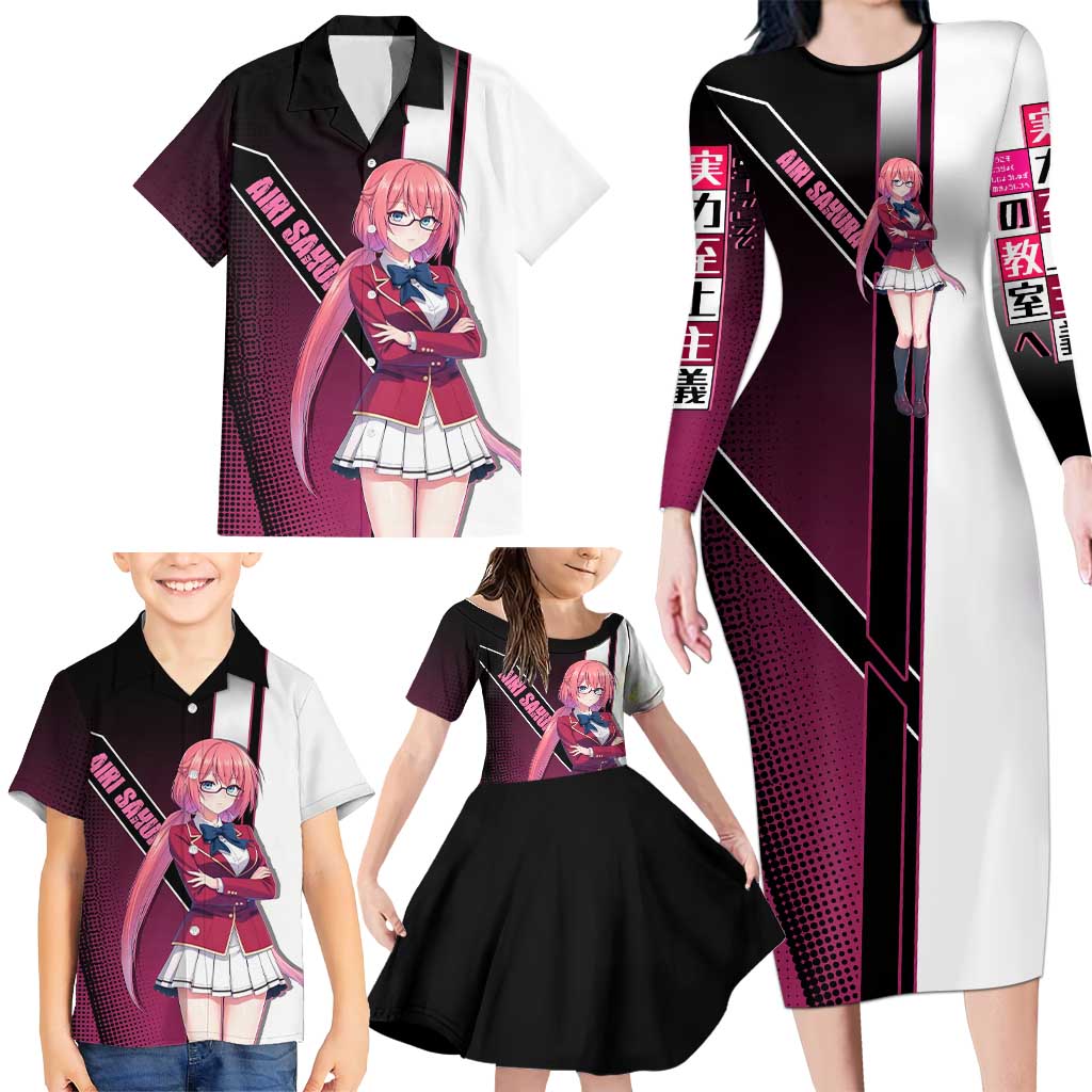 Airi Sakura Family Matching Long Sleeve Bodycon Dress and Hawaiian Shirt Shy Moe-Inspired Anime Style