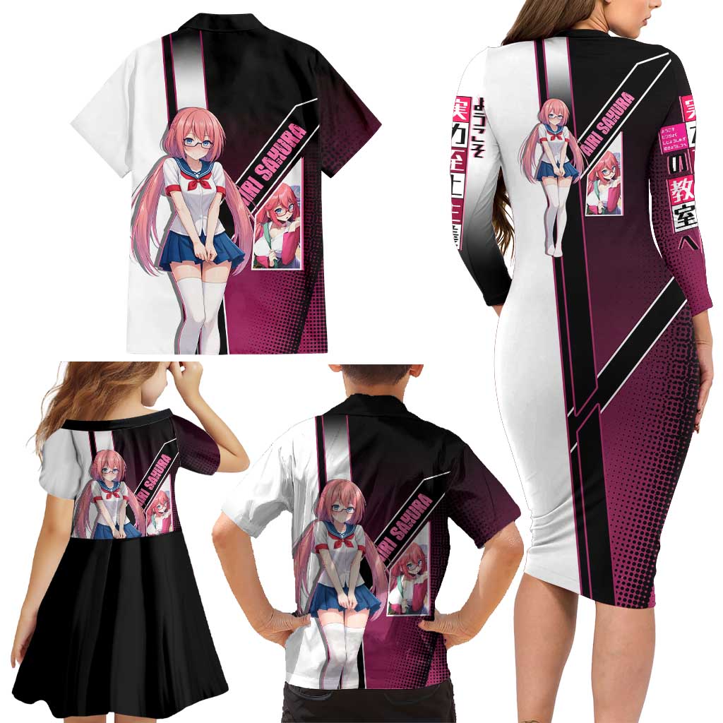 Airi Sakura Family Matching Long Sleeve Bodycon Dress and Hawaiian Shirt Shy Moe-Inspired Anime Style