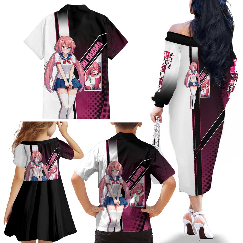 Airi Sakura Family Matching Off The Shoulder Long Sleeve Dress and Hawaiian Shirt Shy Moe-Inspired Anime Style