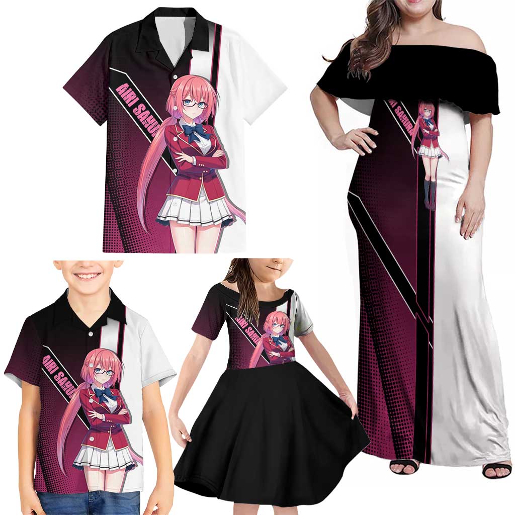 Airi Sakura Family Matching Off Shoulder Maxi Dress and Hawaiian Shirt Shy Moe-Inspired Anime Style