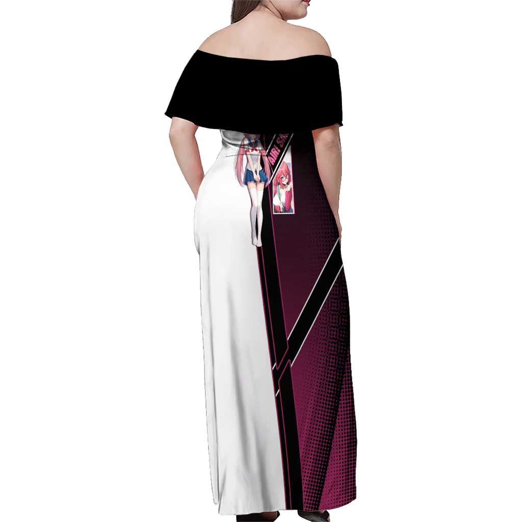 Airi Sakura Family Matching Off Shoulder Maxi Dress and Hawaiian Shirt Shy Moe-Inspired Anime Style