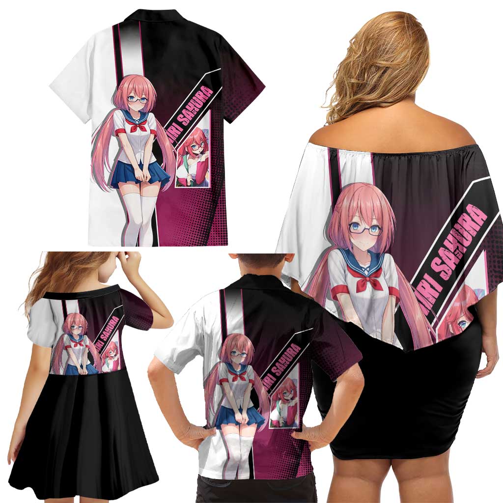 Airi Sakura Family Matching Off Shoulder Short Dress and Hawaiian Shirt Shy Moe-Inspired Anime Style