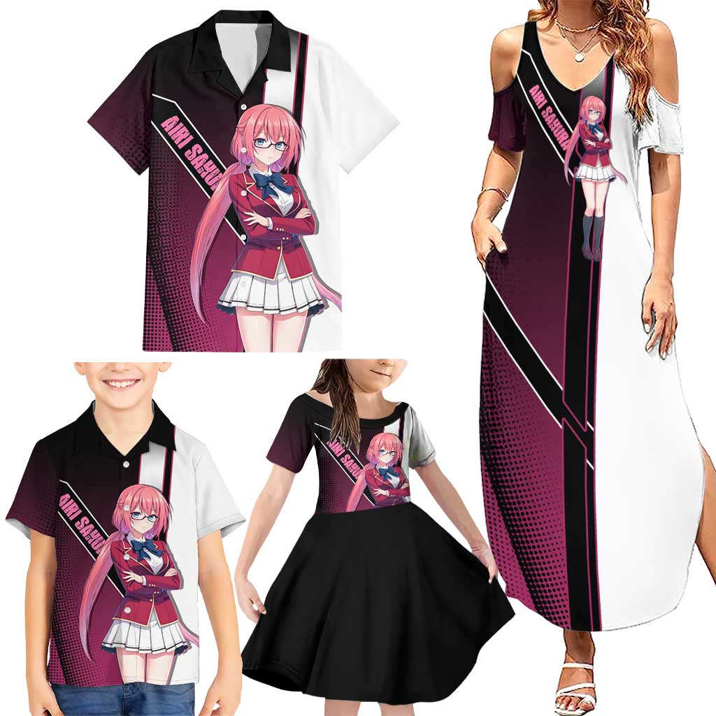 Airi Sakura Family Matching Summer Maxi Dress and Hawaiian Shirt Shy Moe-Inspired Anime Style