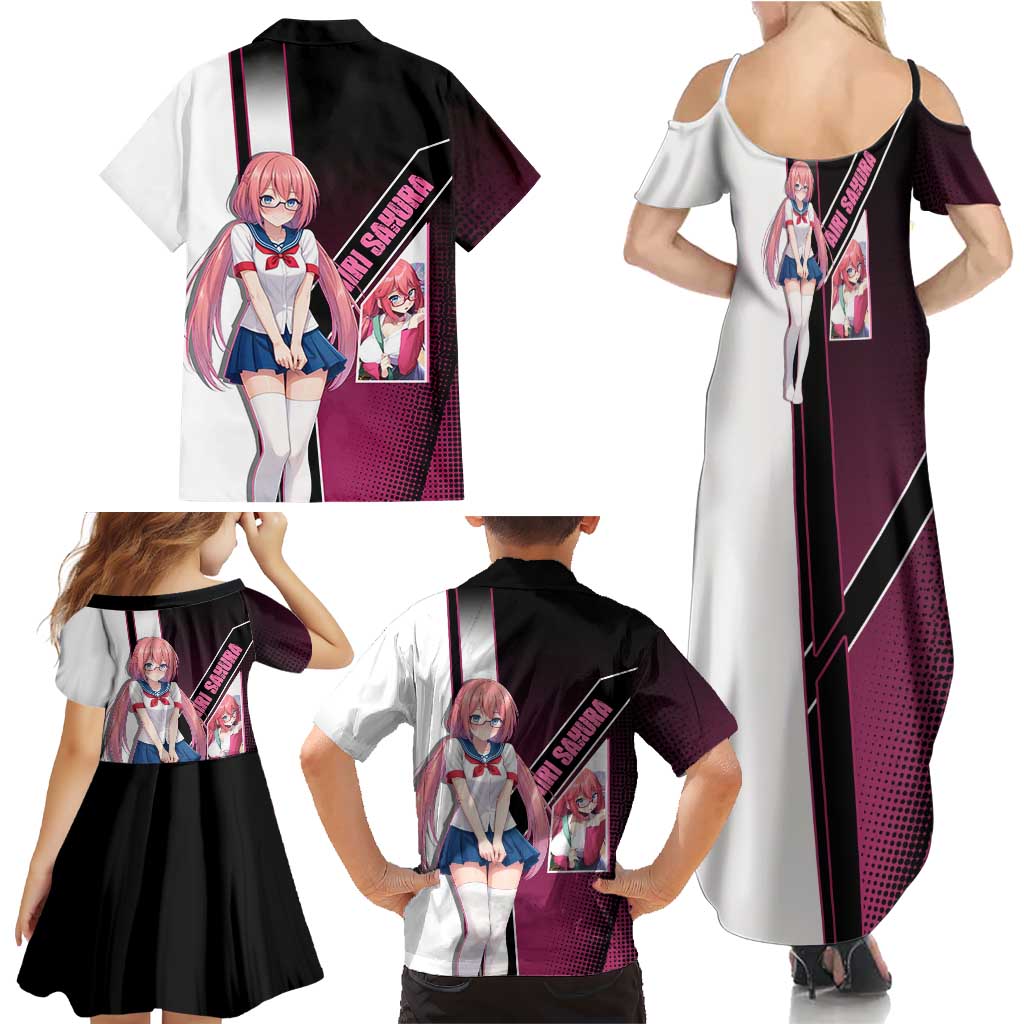 Airi Sakura Family Matching Summer Maxi Dress and Hawaiian Shirt Shy Moe-Inspired Anime Style