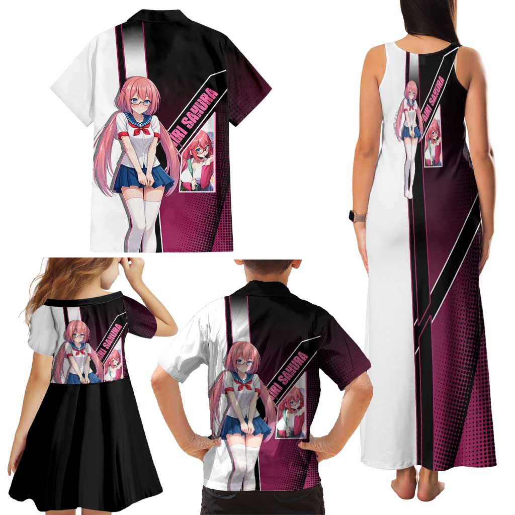 Airi Sakura Family Matching Tank Maxi Dress and Hawaiian Shirt Shy Moe-Inspired Anime Style