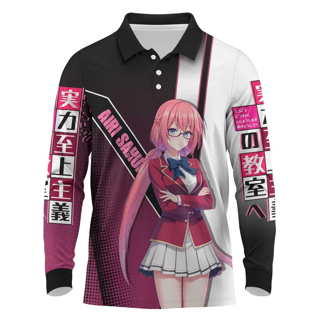 Airi Sakura Long Sleeve Polo Shirt Shy Moe-Inspired Anime Style