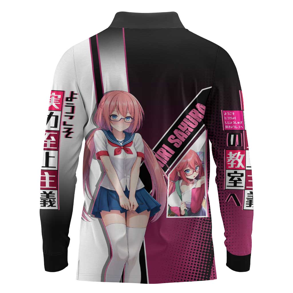 Airi Sakura Long Sleeve Polo Shirt Shy Moe-Inspired Anime Style