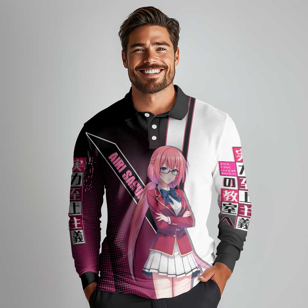 Airi Sakura Long Sleeve Polo Shirt Shy Moe-Inspired Anime Style