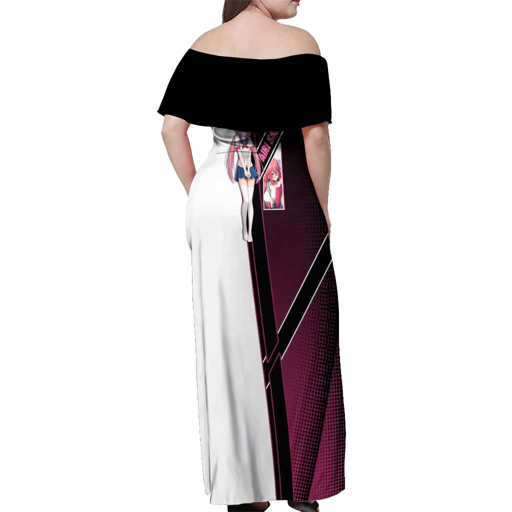 Airi Sakura Off Shoulder Maxi Dress Shy Moe-Inspired Anime Style