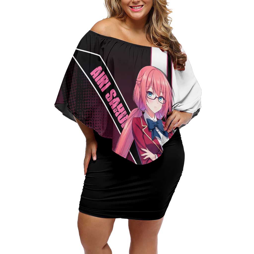 Airi Sakura Off Shoulder Short Dress Shy Moe-Inspired Anime Style