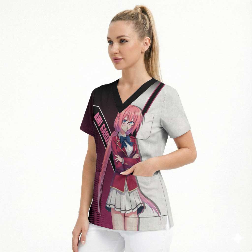 Airi Sakura Scrub Top Shy Moe-Inspired Anime Style