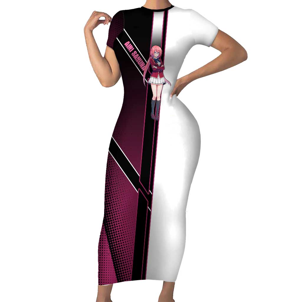 Airi Sakura Short Sleeve Bodycon Dress Shy Moe-Inspired Anime Style