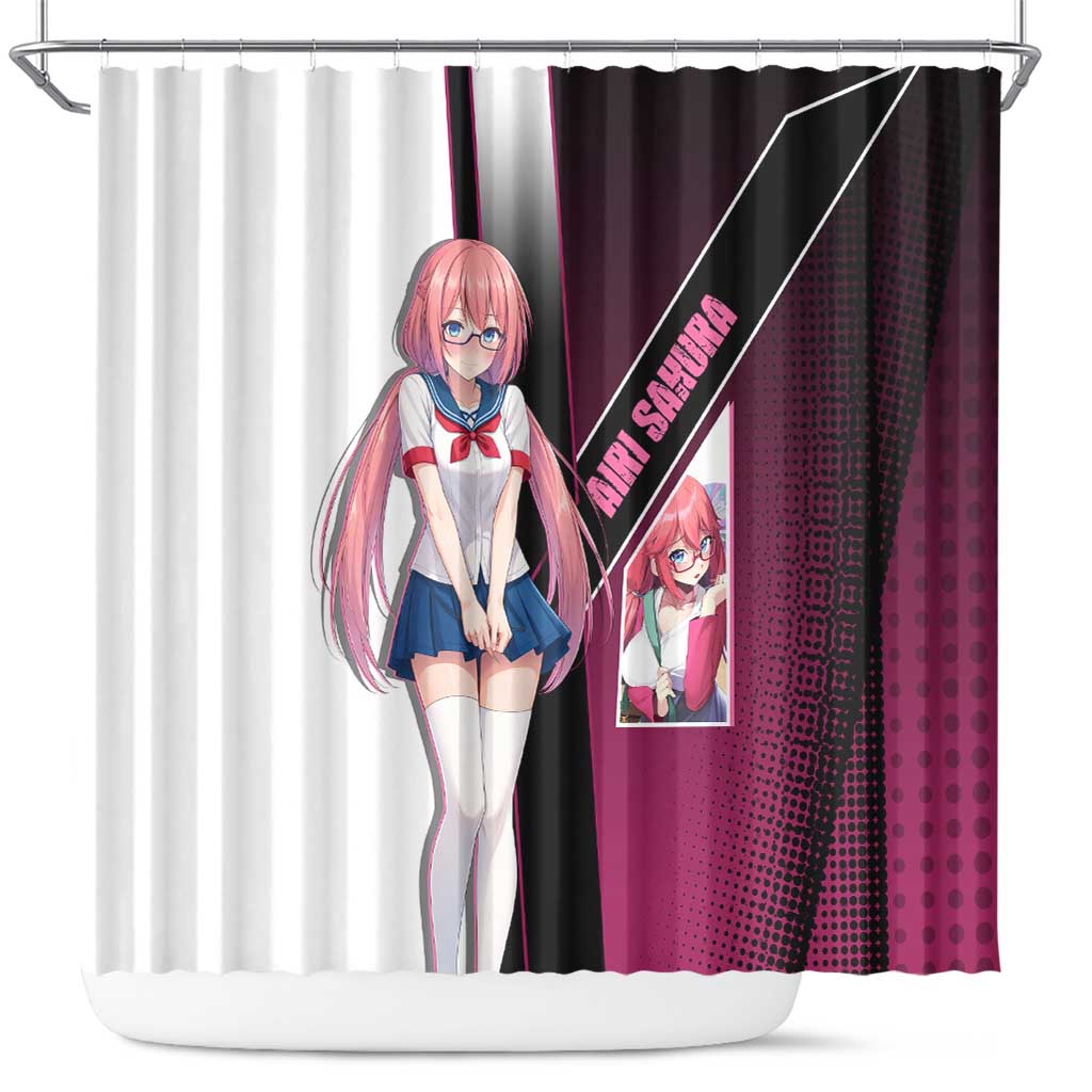 Airi Sakura Shower Curtain Shy Moe-Inspired Anime Style