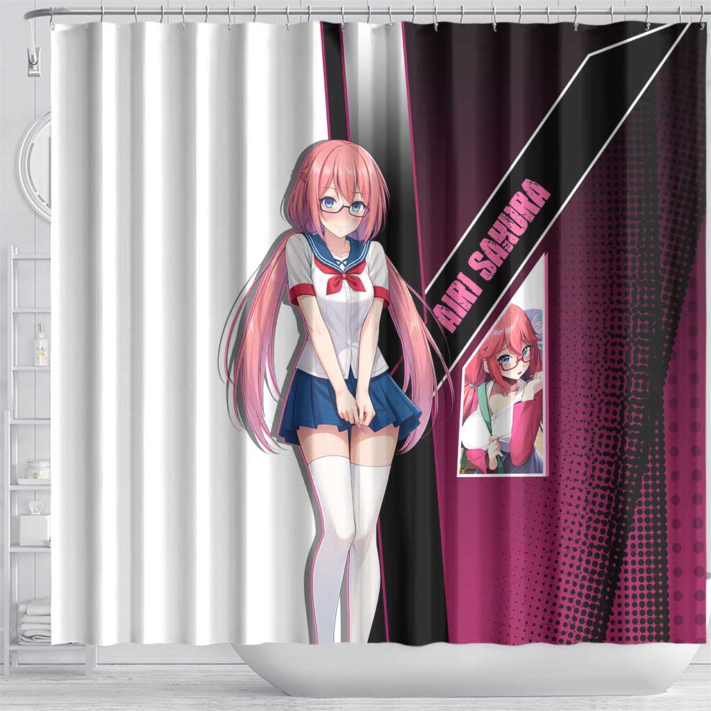Airi Sakura Shower Curtain Shy Moe-Inspired Anime Style