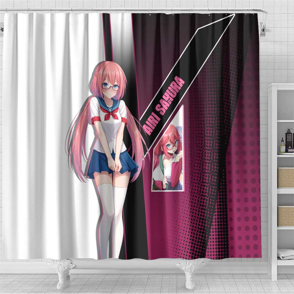 Airi Sakura Shower Curtain Shy Moe-Inspired Anime Style